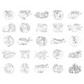 Vector monochrome icon set with ancient Scythian art. Plaques with animal motifs Royalty Free Stock Photo