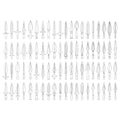 Vector monochrome icon set with ancient spearhead