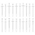 Vector monochrome icon set with ancient swords Royalty Free Stock Photo