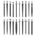 Vector monochrome icon set with ancient swords Royalty Free Stock Photo