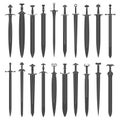 Vector monochrome icon set with ancient swords Royalty Free Stock Photo
