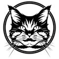 Vector monochrome illustration with a cat s head. Maine Coon. Template, element for design Royalty Free Stock Photo