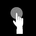 Vector monochrome illustration of index finger pointing to the target, business concept,