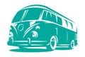 Vector monochrome illustration with minivan. Scalable template on a white background