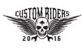 Vector monochrome illustration on a motorcycle theme with skull and wings