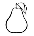 Vector monochrome illustration of pear logo. Royalty Free Stock Photo