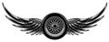 Vector monochrome illustration with wings and wheel Royalty Free Stock Photo