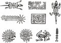 Vector monochrome Indian symbols. Sacred signs of Native American tribes Royalty Free Stock Photo