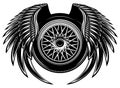 Vector monochrome pattern with wheel and wings Royalty Free Stock Photo