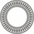 Vector monochrome round Egyptian border. Circle ornament of ancient Africa.