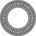 Vector monochrome round Egyptian border. Circle ornament of ancient Africa