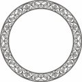 Vector monochrome round oriental ornament. Arabic patterned circle of Iran, Iraq, Turkey, Syria. Persian frame, border.