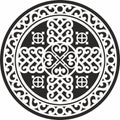 Vector monochrome round Yakut amulet, home protection