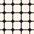 Vector monochrome rounded grid seamless pattern. Black and white background with mesh, net, lattice Royalty Free Stock Photo