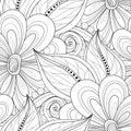 Vector Monochrome Seamless Floral Pattern Royalty Free Stock Photo