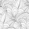 Vector Monochrome Seamless Floral Pattern Royalty Free Stock Photo
