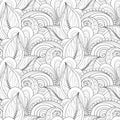 Vector Monochrome Seamless Floral Pattern Royalty Free Stock Photo