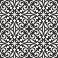 Vector monochrome seamless Kazakh national ornament. Royalty Free Stock Photo