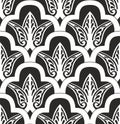 Vector monochrome seamless oriental national ornament, background. Royalty Free Stock Photo