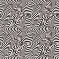 Vector monochrome seamless pattern, curved lines, 3D effect