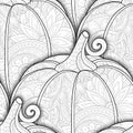 Vector Monochrome Seamless Pattern with Decorative Pumpkin Royalty Free Stock Photo