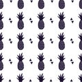 Vector monochrome seamless pattern with pineapples and triangles