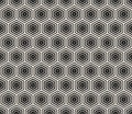 Vector black and white geometric seamless pattern with hexagons, halftone lines Royalty Free Stock Photo