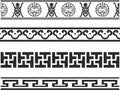 Vector monochrome seamless set of Chinese folk ornaments Royalty Free Stock Photo
