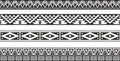 Vector monochrome seamless set of Native American folk ornaments