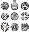 Vector monochrome set of Native American Indian national symbols