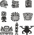 Vector monochrome set of Native American Indian national symbols.