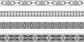 Vector monochrome set of seamless indian national native american borders.