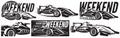 Vector monochrome set of sports racing cars Royalty Free Stock Photo