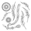 Vector Monochrome Set of Tribal Decorative Objects