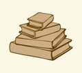 Vector monochrome sketch. Stack of books