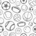 Vector sport balls seamless pattern or background Royalty Free Stock Photo