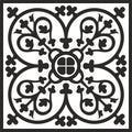 Vector monochrome square European ornament.