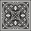 Vector monochrome square European ornament.