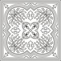 Vector monochrome square European ornament.