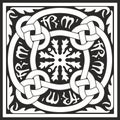 Vector monochrome square European ornament.