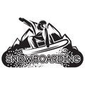 Vector monochrome template with snowboarder in a jump Royalty Free Stock Photo