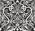 Vector monocrome seamless oriental national ornament, background.
