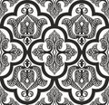 Vector monocrome seamless oriental national ornament, background.