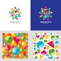 Vector montessori kindergarten logo, emblem and seamless pattern.