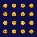 Vector moon emoji set. Funny planet emoticons.