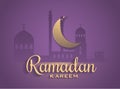 Vector Moon and Mosque Lightning in Dark purple Background Royalty Free Stock Photo