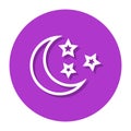 Vector Moon And Stars In Circle Line Icon