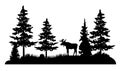 Vector Moose in a Pine Forest Royalty Free Stock Photo