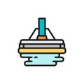 Vector mop, professional cleaning swab flat color line icon.