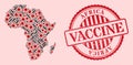 Covid Virus Vaccination Mosaic Africa Map and Grunge Vaccination Stamp Royalty Free Stock Photo